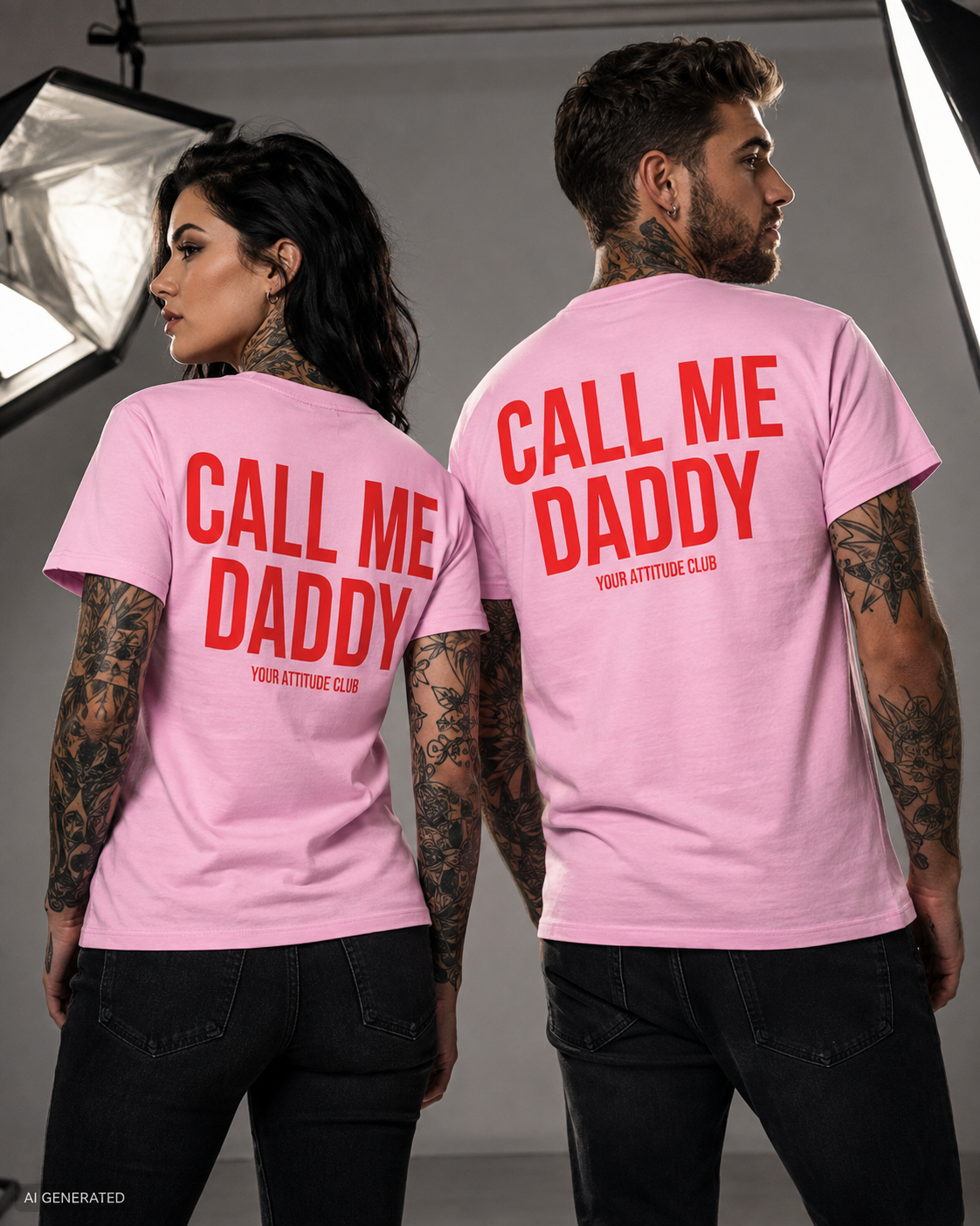 CALL ME DADDY – Schwarzes Unisex T-Shirt mit weißem Backprint | Regular Fit Statement Shirt | Flirty Adult Humor & Funny Couple Shirt