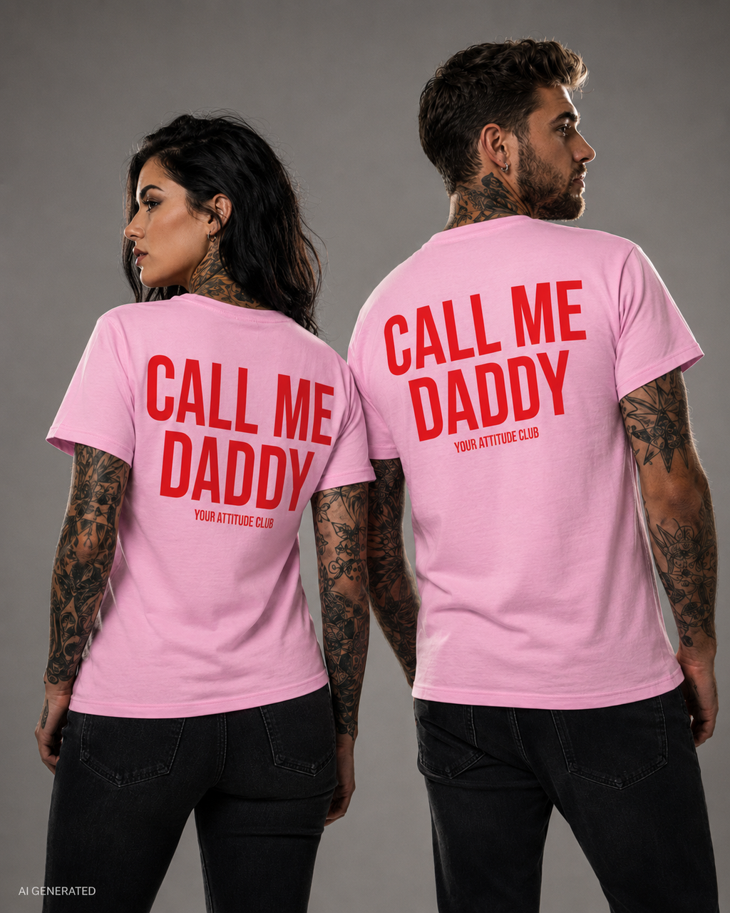 CALL ME DADDY – Schwarzes Unisex T-Shirt mit weißem Backprint | Regular Fit Statement Shirt | Flirty Adult Humor & Funny Couple Shirt