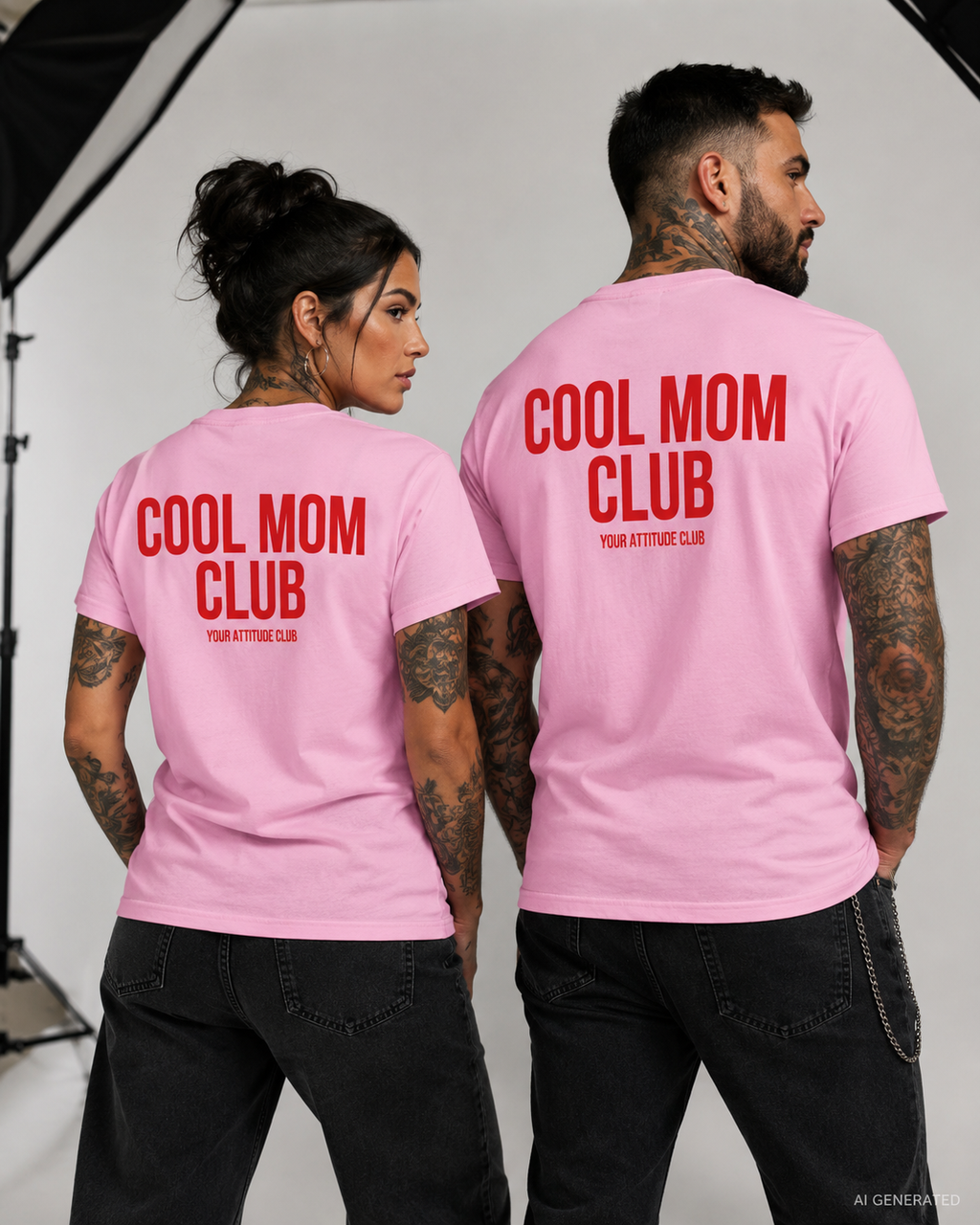 COOL MOM CLUB – Schwarzes Unisex T-Shirt mit weißem Backprint | Regular Fit Mama Shirt | Cool Mom Shirt | Muttertag & Geschenk für Mama