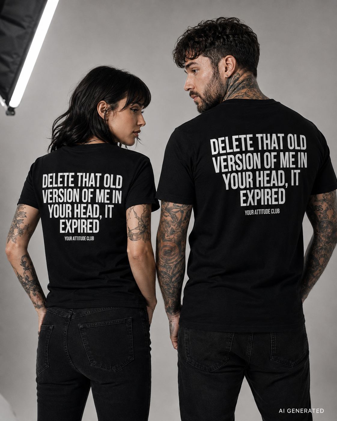 DELETE THAT OLD VERSION OF ME IN YOUR HEAD, IT EXPIRED – Rosa Unisex T-Shirt mit rotem Backprint | Regular Fit New Era & Self Growth Shirt