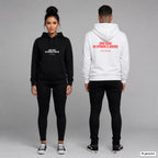 Ding dong ur opinion is wrong – Hoodie unisex mit Frontprint (Frau, Schwarz) und Backprint (Mann, Weiß)