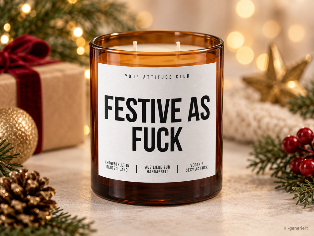 FESTIVE AS FUCK – Weihnachtskerze | Lustiges Weihnachtsgeschenk | Geschenk für Freunde, Kolleg:innen & Familie | Wichtelgeschenk Weihnachten