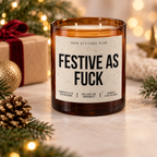 FESTIVE AS FUCK – Weihnachtskerze Naturgras Etikett | lustiges Weihnachtsgeschenk | Geschenk für Freunde, Kolleginnen & Familie | Geschenkidee Weihnachten