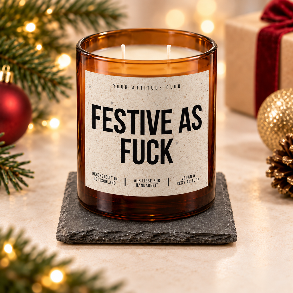 FESTIVE AS FUCK – Weihnachtskerze | Lustiges Weihnachtsgeschenk | Geschenk für Freunde, Kolleg:innen & Familie | Wichtelgeschenk Weihnachten