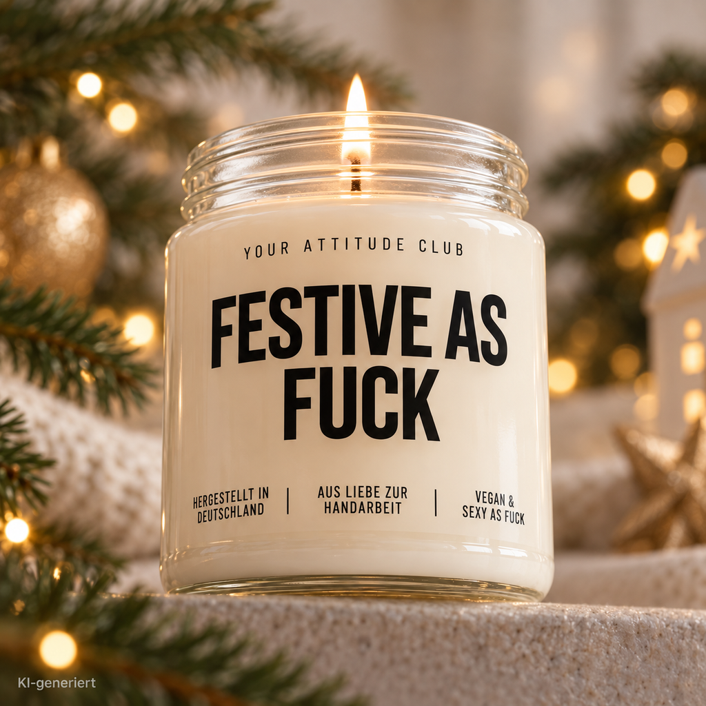 FESTIVE AS FUCK | Weihnachtskerze Duftkerze Weihnachten Weihnachtsgeschenk Geschenkidee Wichtelgeschenk für Freundin Kollegin Partner