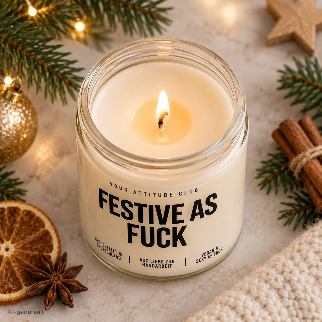 FESTIVE AS FUCK | Weihnachtskerze Duftkerze Weihnachten Weihnachtsgeschenk Geschenkidee Wichtelgeschenk für Freundin Kollegin Partner