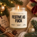 FESTIVE AS FUCK | Weihnachtskerze Duftkerze Weihnachten Weihnachtsgeschenk Geschenkidee Wichtelgeschenk für Freundin Kollegin Partner