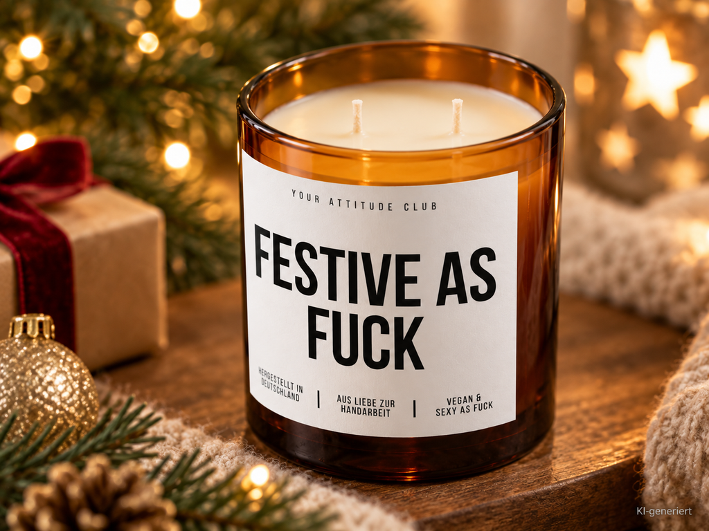 FESTIVE AS FUCK – Weihnachtskerze | Lustiges Weihnachtsgeschenk | Geschenk für Freunde, Kolleg:innen & Familie | Wichtelgeschenk Weihnachten