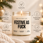 FESTIVE AS FUCK | Weihnachtskerze Duftkerze Weihnachten Weihnachtsgeschenk Geschenkidee Wichtelgeschenk für Freundin Kollegin Partner