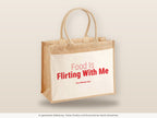 Food Is Flirting With Me – Jutetasche mit Spruch, große Jutetasche, Detailansicht