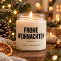 FROHE WEIHNACHTEN | Weihnachtskerze, Weihnachtsgeschenk, Geschenk für Familie, Freunde, Kollegen, Nachbarn, Wichtelgeschenk