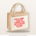 Fuck a Lambo. I want my company logo on a stupid big building. – Jutetasche mit Spruch, kleine Jutetasche 26 × 22 cm