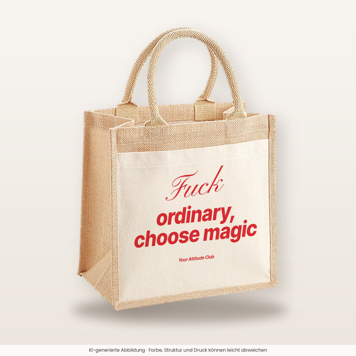 Fuck Ordinary, Choose Magic – Jutetasche mit Spruch, mittlere Jutetasche 30 × 30 cm
