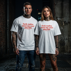 F*ck nudes. send me your playlist. Shirt mit Frontprint – Oversize Unisex T-Shirt aus 100% Baumwolle, Streetwear Statement