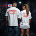 F*ck nudes. send me your playlist. Shirt mit Backprint – Oversize Unisex T-Shirt aus 100% Baumwolle, Streetwear Statement