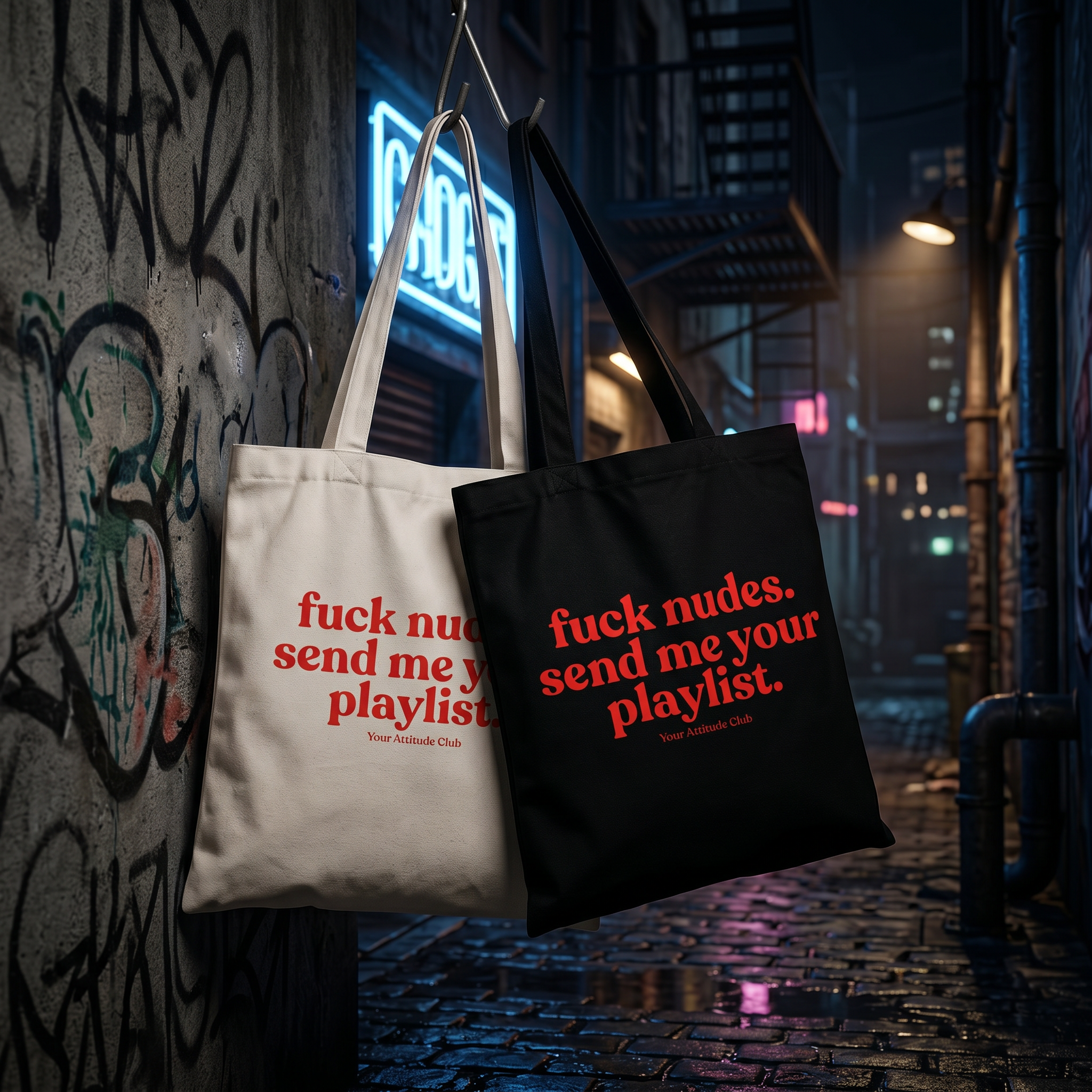 F*ck nudes. send me your playlist. Shirt mit Backprint – Oversize Unisex T-Shirt aus 100% Baumwolle, Streetwear Statement