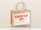 Genervt seit 1991. – Jutetasche mit Spruch, große Jutetasche, Detailansicht