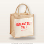 Genervt seit 1991. – Jutetasche mit Spruch, mittlere Jutetasche 30 × 30 cm