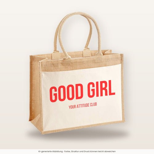 Good Girl – Jutetasche mit Spruch, große Jutetasche, Produktansicht