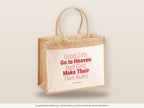 Good Girls Go to Heaven Bad Girls Make Their Own Rules – Jutetasche mit Spruch, große Jutetasche, Detailansicht