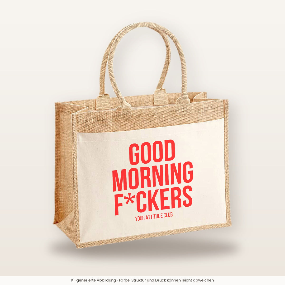 Good morning f*ckers – Jutetasche mit Spruch, große Jutetasche, Produktansicht