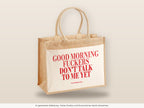 Good Morning Fuckers Don't Talk To Me Yet – Jutetasche mit Spruch, große Jutetasche, Detailansicht