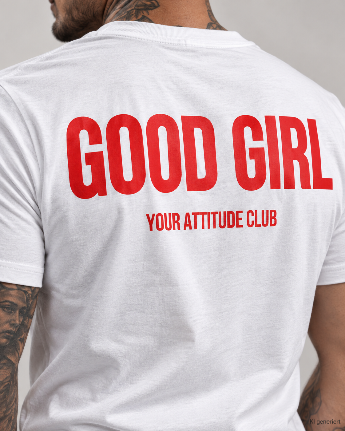 GOOD GIRL – Unisex Statement T-Shirt Weiß mit rotem Backprint | freches doppeldeutiges Sprüche Shirt