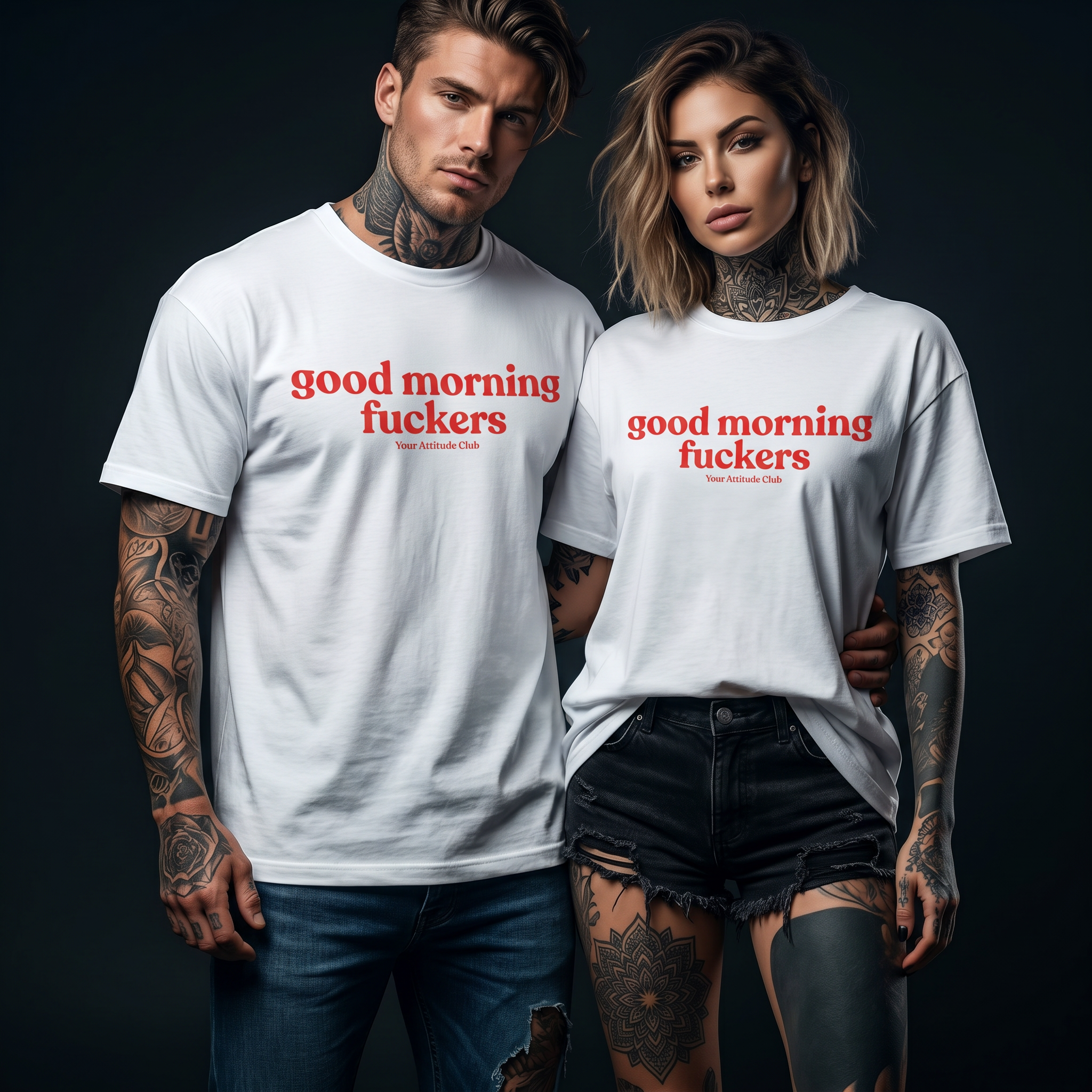 Good morning f*ckers Shirt mit Frontprint – Oversize Unisex T-Shirt aus 100% Baumwolle, Statement Streetwear, Geschenkidee