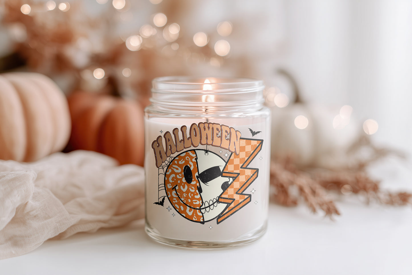 Halloween Funky Candle Glas-Duftkerze | vegane Sojawachs Kerze | Herbstdeko & Geschenkidee für Frauen