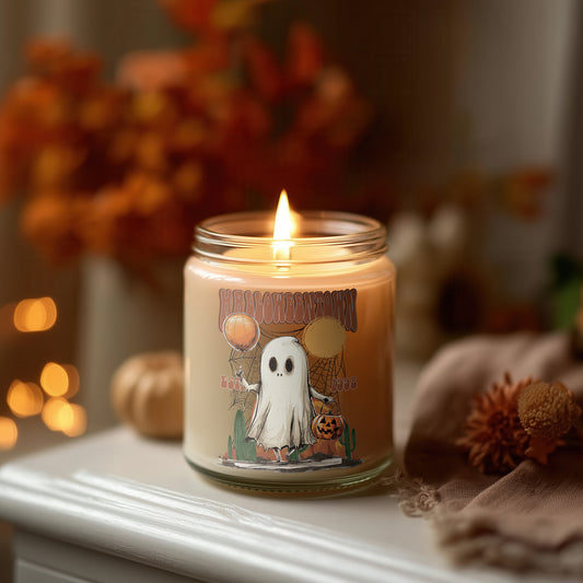 Halloween Kerze Halloweentown Ghost | vegane Duftkerze Glas, spooky Season Deko, Herbstkerze, Geschenkidee, cosy Sojawachs Kerze