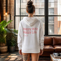 Happy Wife Happy Life – weißer Hoodie mit rotem Backprint, Damen im Loft