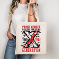 Beige Generation X Stofftasche – Proud Member of the F*ck Your Feelings Generation – Baumwollbeutel mit Spruch – auch als A4/A3 Bügelbild für Shirt, Tasche, Hoodie