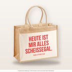 Heute ist mir alles scheissegal. – Jutetasche mit Spruch, große Jutetasche, Produktansicht
