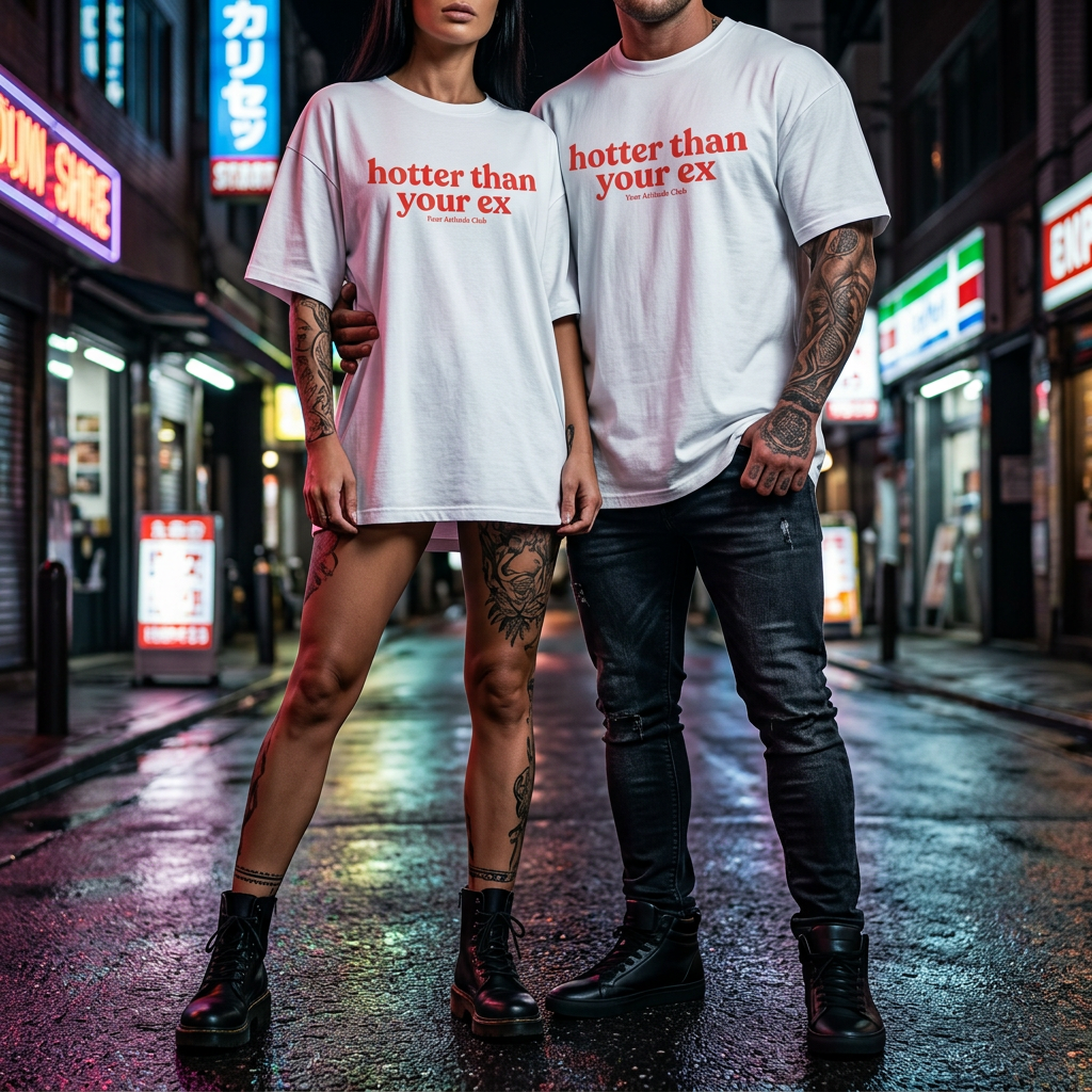 Hotter than your ex Shirt mit Frontprint – Oversize Unisex T-Shirt aus 100% Baumwolle, Statement Streetwear, Geschenkidee