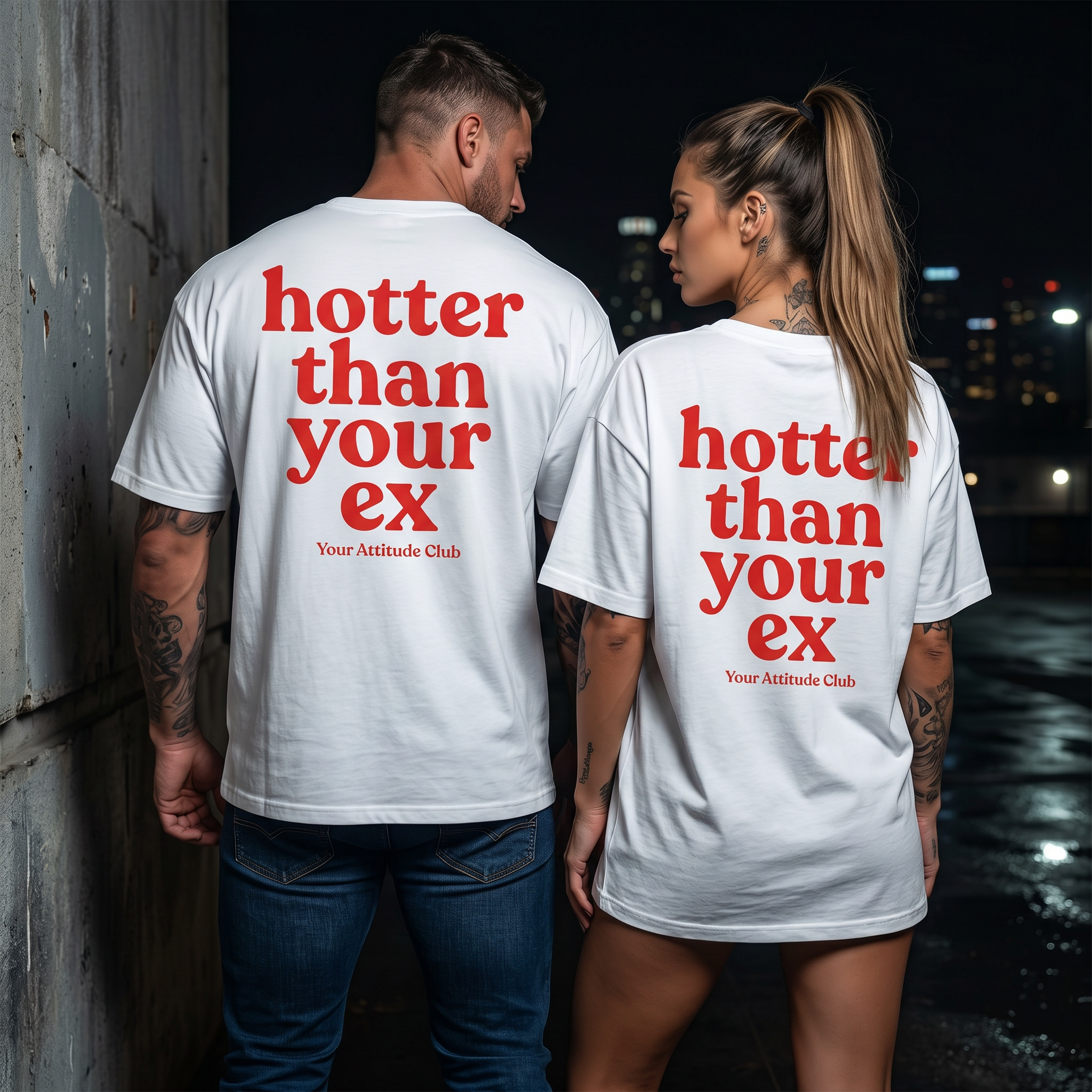 Hotter than your ex Shirt mit Backprint – Oversize Unisex T-Shirt aus 100% Baumwolle, Statement Streetwear, Geschenkidee
