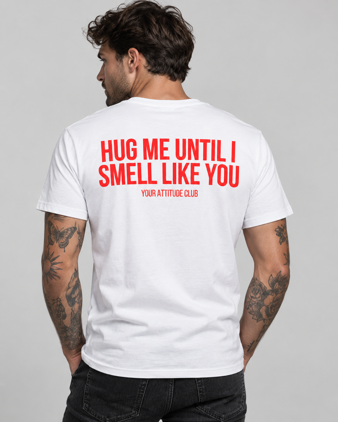 AFTER SEX T-SHIRT – Unisex Statement T-Shirt Weiß mit rotem Backprint | freches Erwachsenen Sprüche Shirt