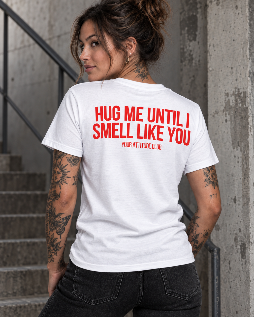 AFTER SEX T-SHIRT – Unisex Statement T-Shirt Weiß mit rotem Backprint | freches Erwachsenen Sprüche Shirt