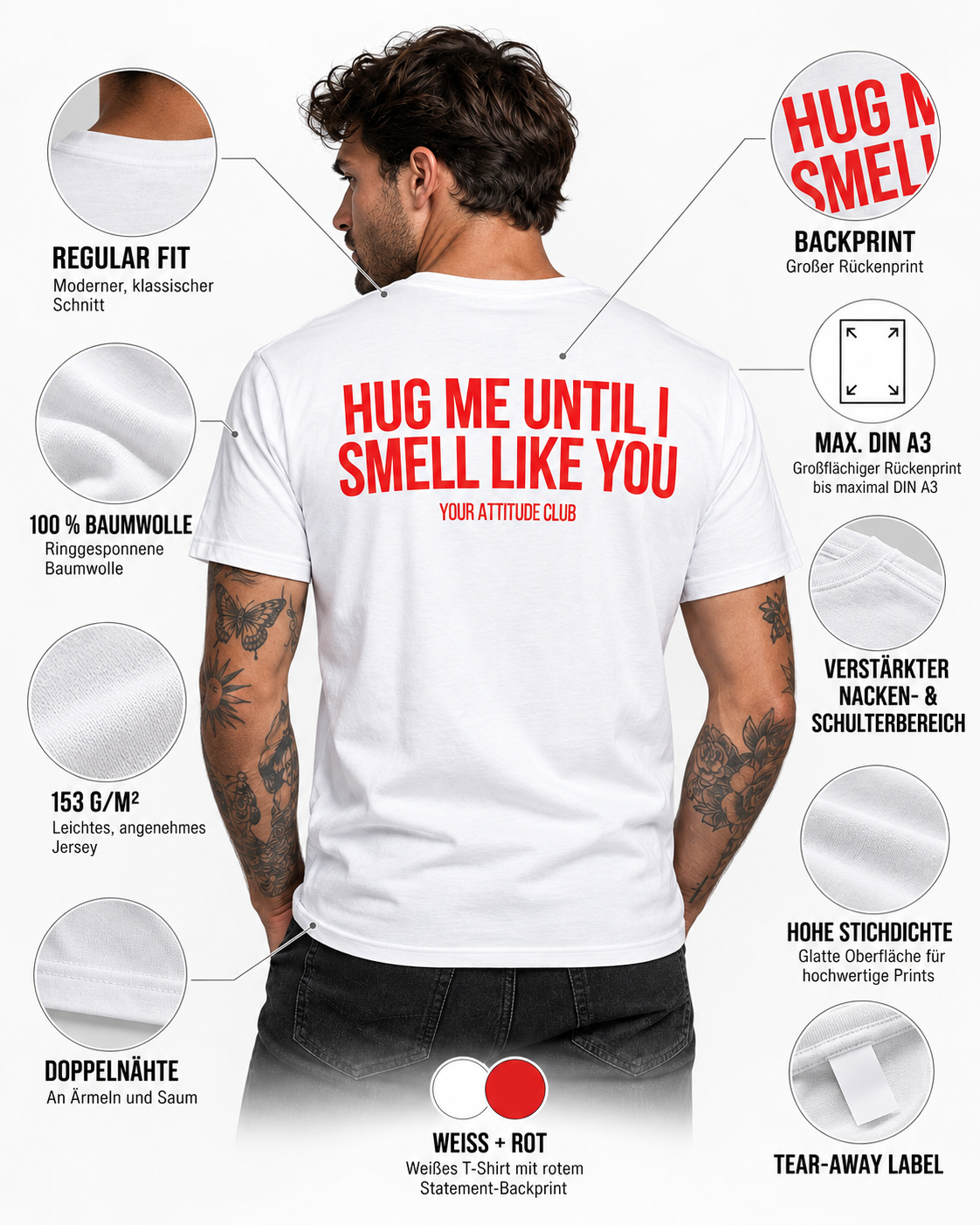 AFTER SEX T-SHIRT – Unisex Statement T-Shirt Weiß mit rotem Backprint | freches Erwachsenen Sprüche Shirt