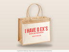I have 0 ex's because I don't count mistakes – Jutetasche mit Spruch, große Jutetasche, Detailansicht