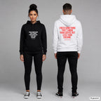 I need something that’s more than coffee but less than cocaine – Hoodie unisex mit Frontprint (Frau, Schwarz) und Backprint (Mann, Weiß)