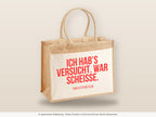 Ich hab's versucht. War scheisse. – Jutetasche mit Spruch, große Jutetasche, Detailansicht