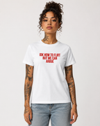 IDK HOW TO FLIRT BUT WE CAN ARGUE – besticktes Damen Shirt, lustiges Statement T-Shirt, Geschenk für Freundin, Bio-Baumwolle, Weiß oder Schwarz