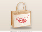 If you need a problem, I’m here – Jutetasche mit Spruch, große Jutetasche, Detailansicht
