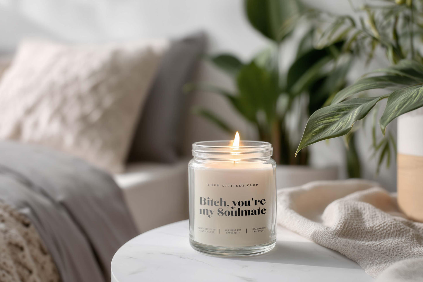 Bitch, you&#39;re my soulmate – lustige Kerze Geschenk Freundin, personalisierbare Duftkerze vegan Sojawachs Statementkerze witzig best friend g