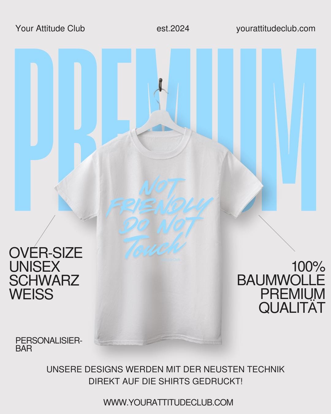 Not Friendly Do Not Touch – Oversize Unisex Shirt Aus Bio Baumwolle | Statement T Shirt Damen Herren | Premium Oversize