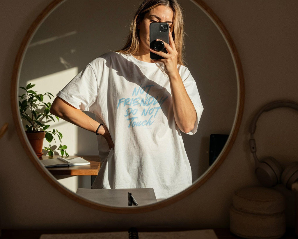 Not Friendly Do Not Touch – Oversize Unisex Shirt Aus Bio Baumwolle | Statement T Shirt Damen Herren | Premium Oversize