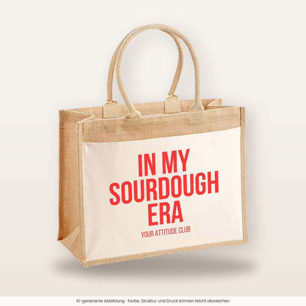 In my sourdough era – Jutetasche mit Spruch, große Jutetasche, Produktansicht