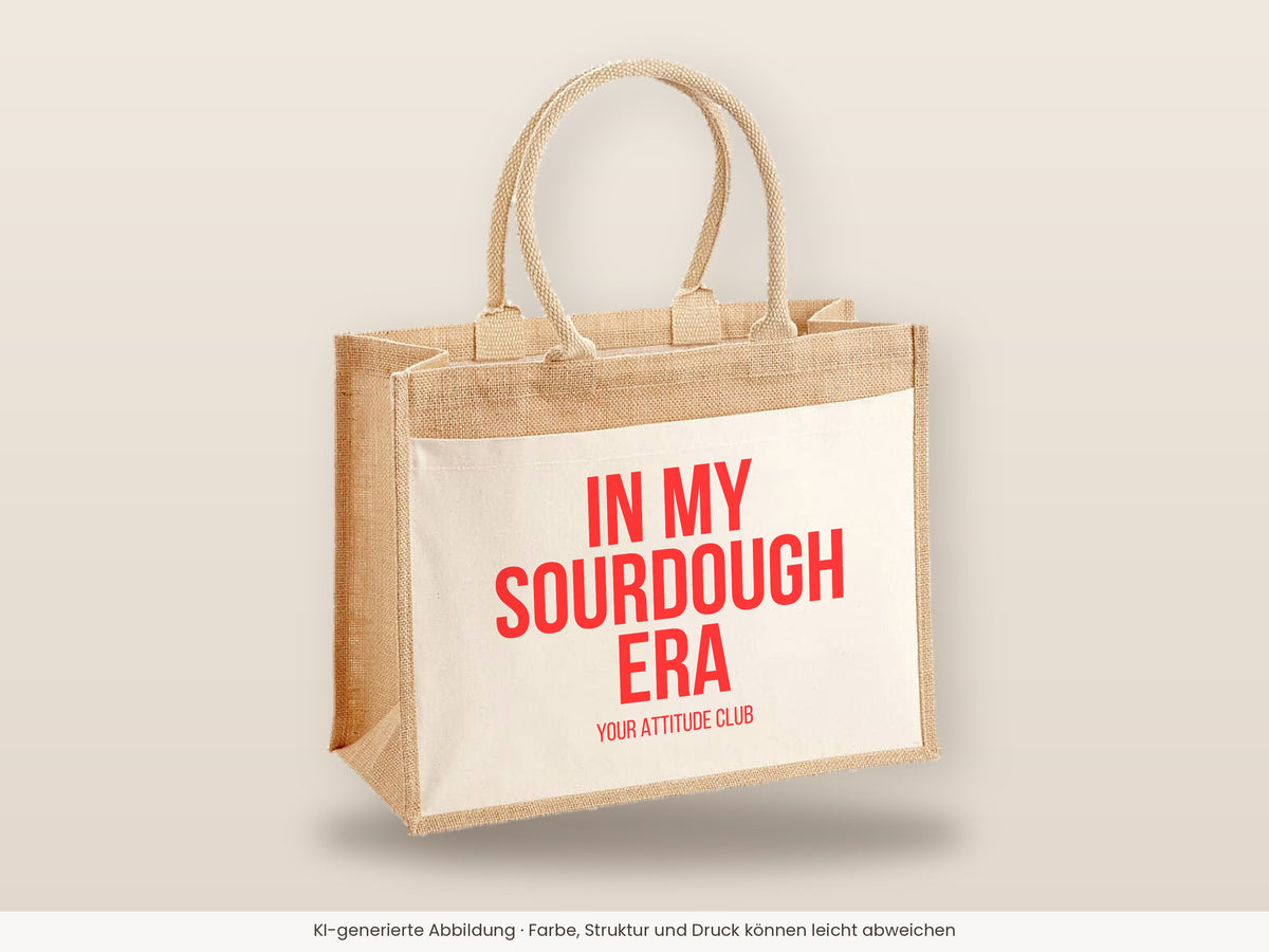 In my sourdough era – Jutetasche mit Spruch, große Jutetasche, Detailansicht