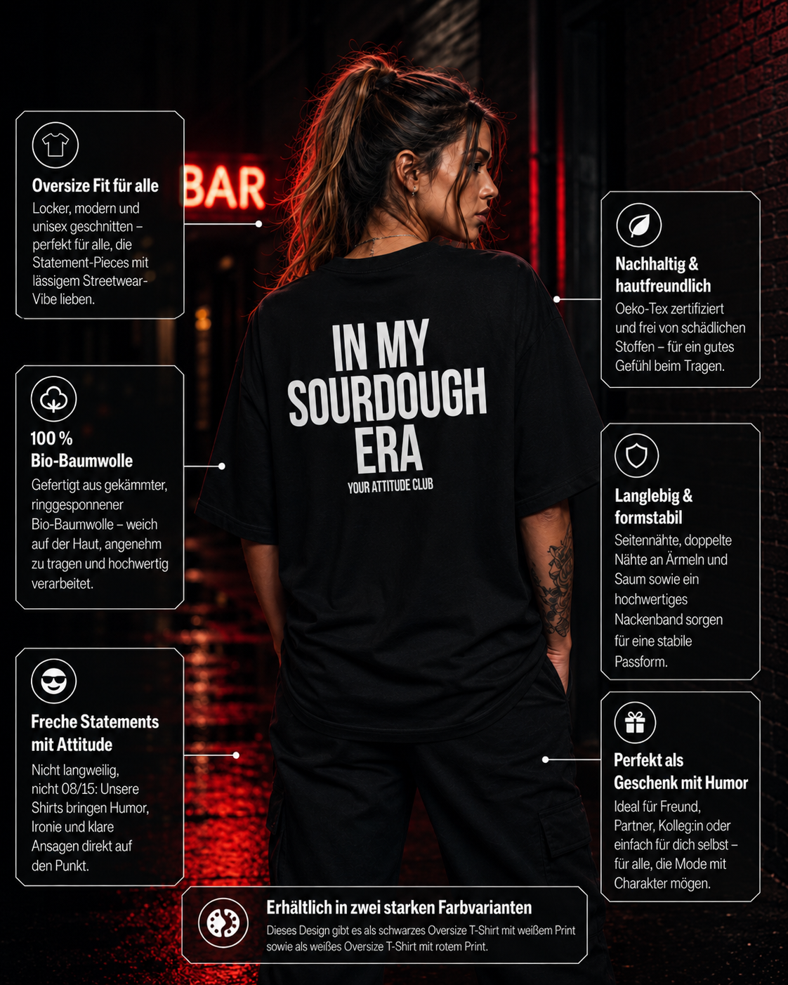 IN MY SOURDOUGH ERA | Oversize Shirt Unisex mit Backprint, Statement Shirt aus Bio-Baumwolle
