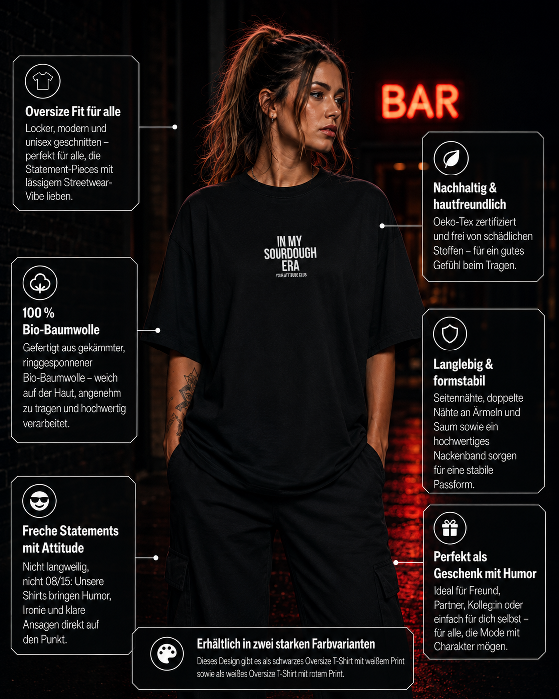 IN MY SOURDOUGH ERA | Oversize Shirt Unisex mit Frontprint, Statement Shirt aus Bio-Baumwolle